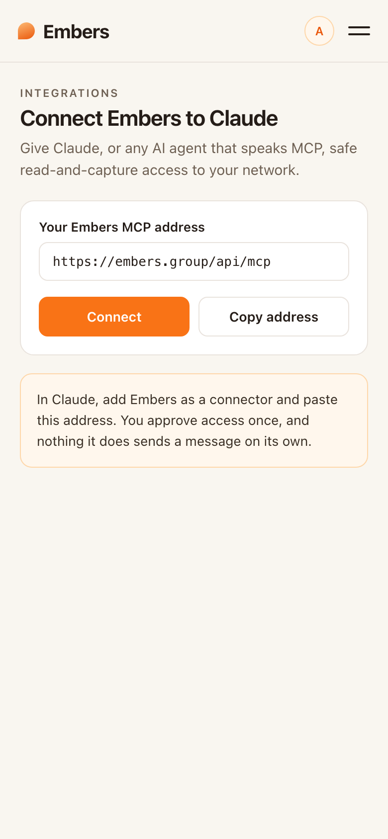 Connect Embers to Claude
