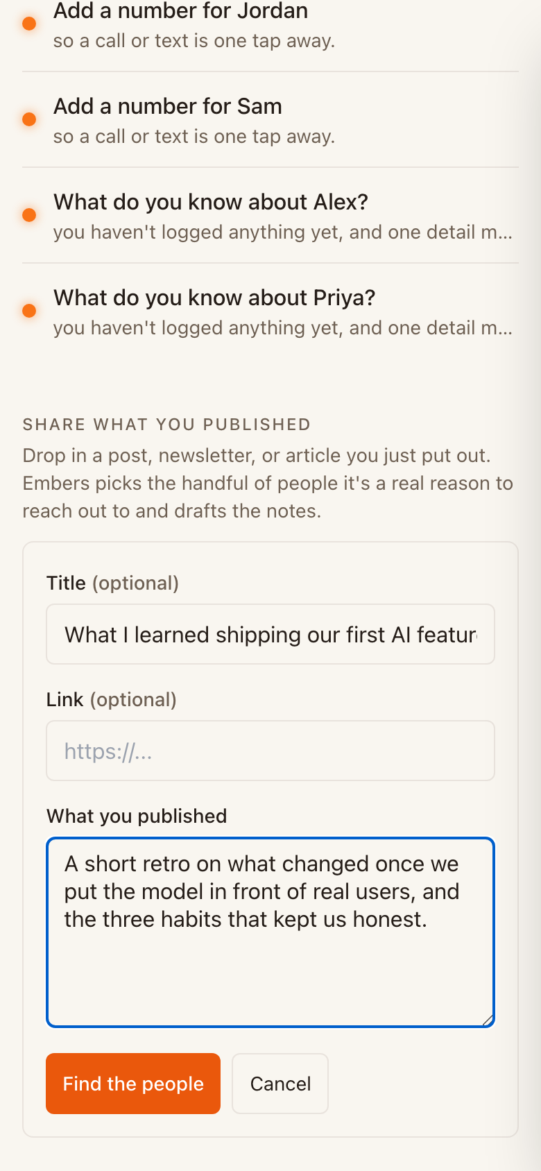 Share what you published